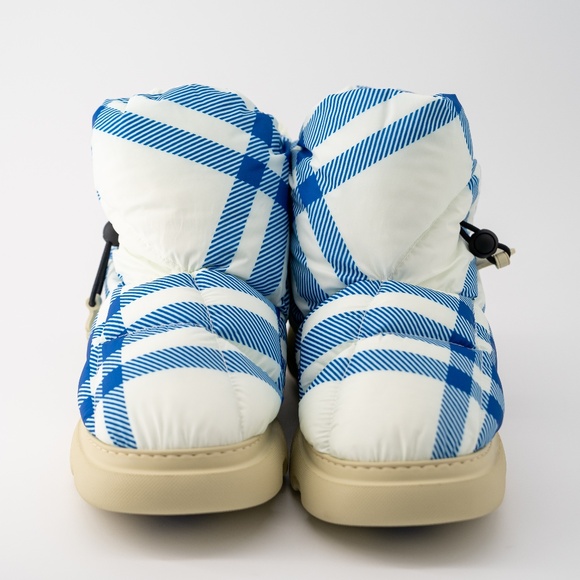 size 42eu 9us Burberry Pillow Boots Hunter Blue White Check Padded Drawstring - Picture 2 of 14
